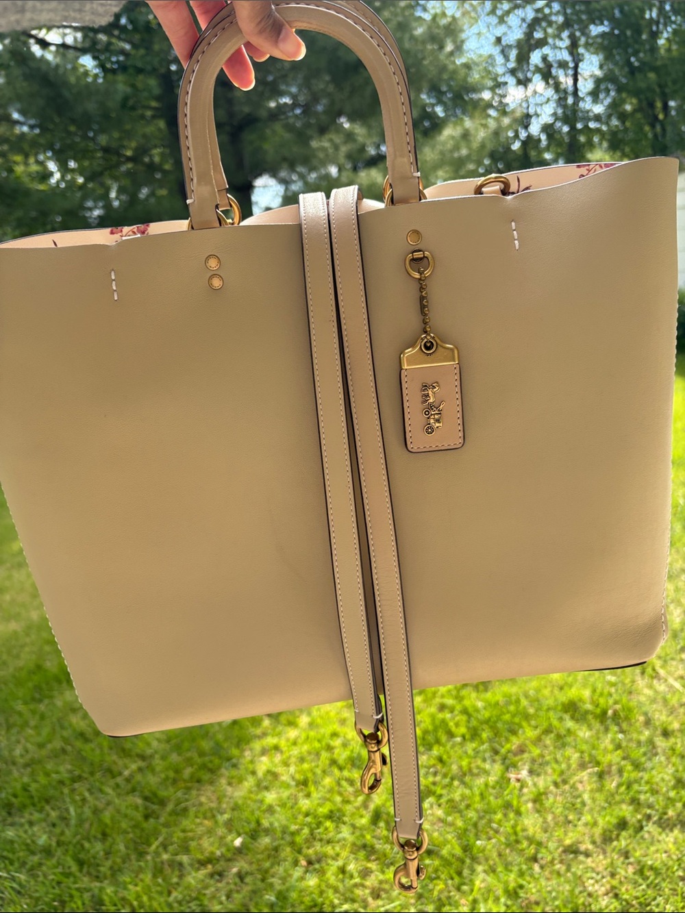 Coach Rogue Tote with floral bow print interior 28430